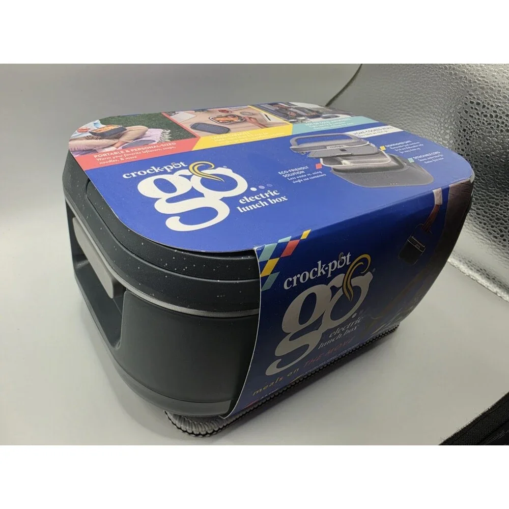 Crock-Pot Go Electric Lunch Box 3.5 Cup Black Stainless Container w/ Handle